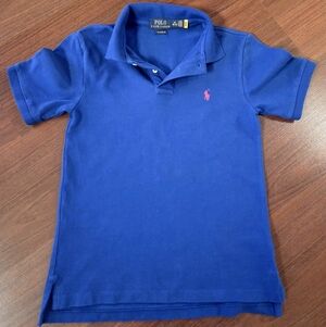 Ralph Lauren Big Boys Royal Blue Polo with Pink Logo